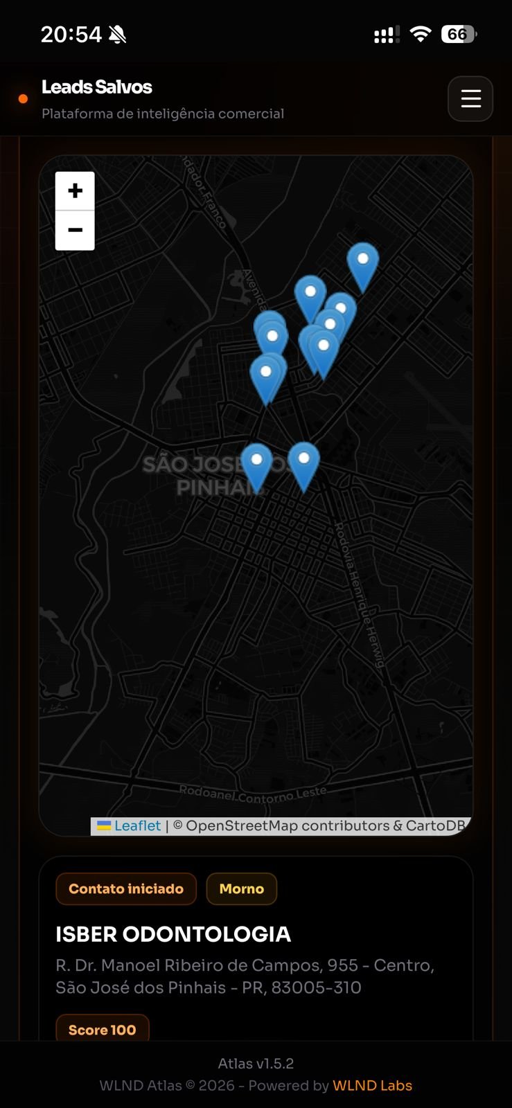 Busca de leads do Atlas no celular