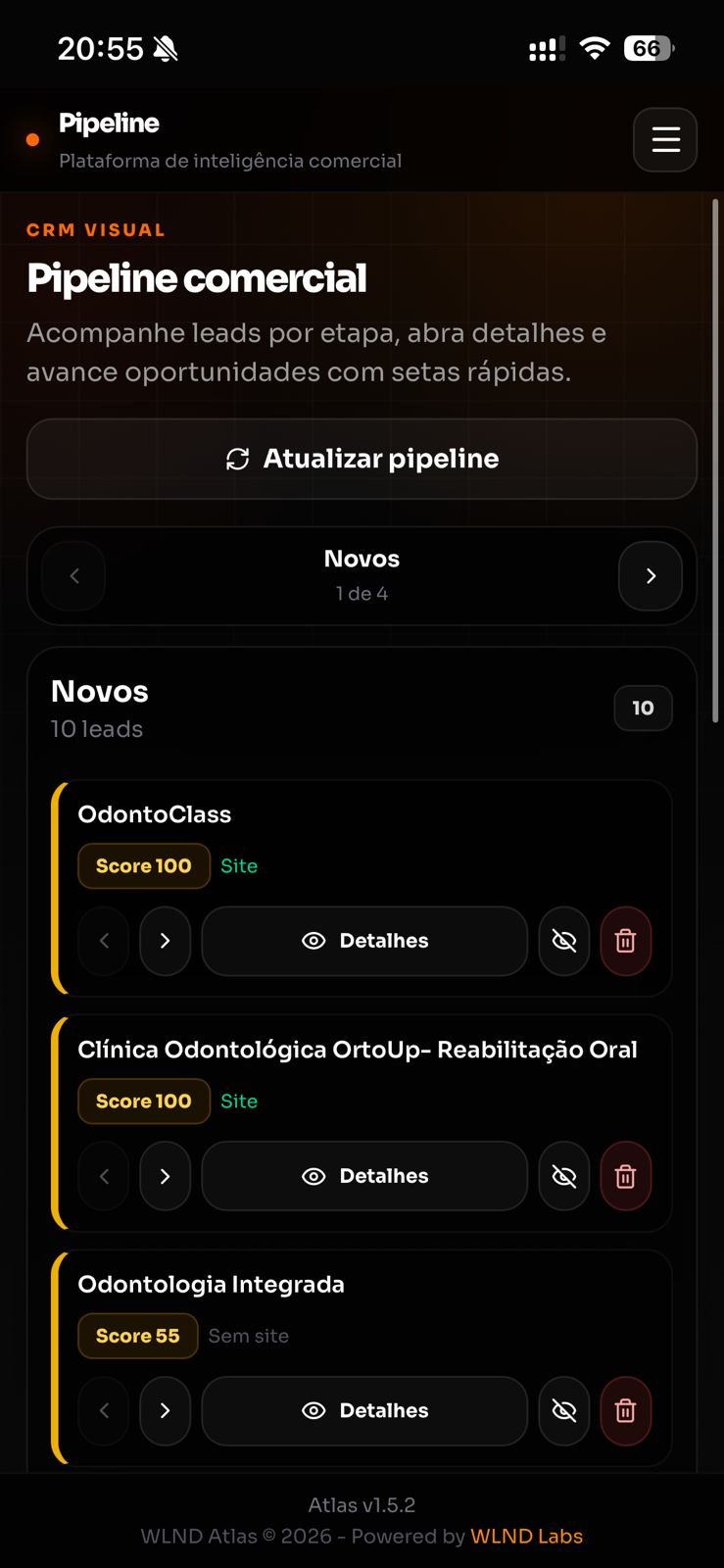 Pipeline do Atlas no celular